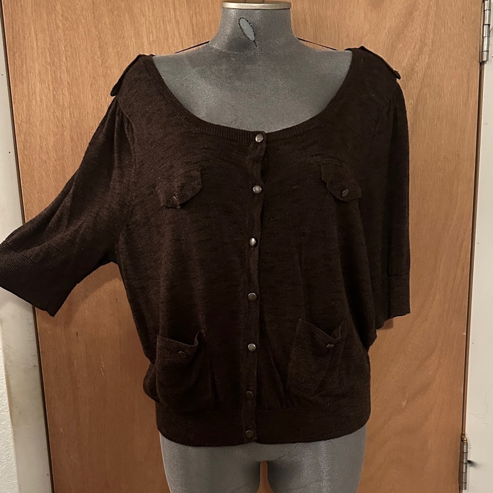 Elegant Dark Brown Button-Down Women's Top